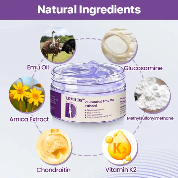 (🔥LAST DAY SALE - 80% OFF) LOVILDS™ Curcumin & Emu Oil Pain Gel – 🏥Backed by US Osteopathic Experts