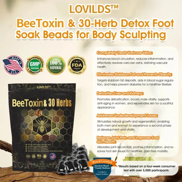 Last day to get 70% OFF: Lovilds™ Bee Toxin & 30-Herb Detox Foot Soak Beads for Body Sculpting- Recommended by the America Lymphatic Academy (ALA) 🧀