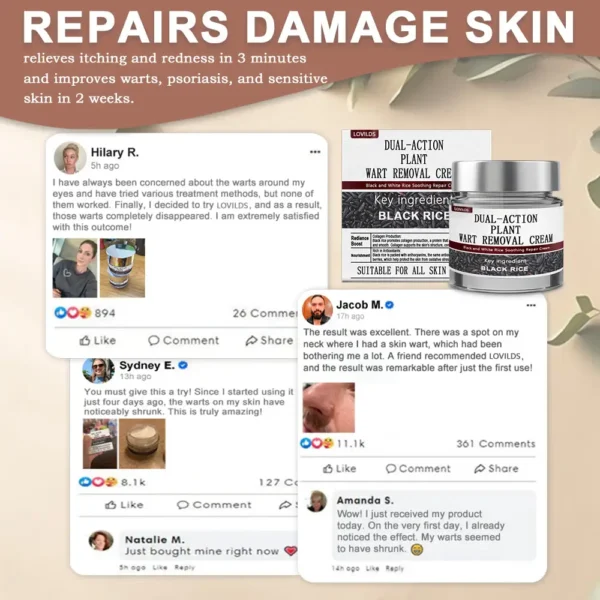 LOVILDS® Black Rice Skin Repair Essence Cream 👨‍⚕️ MHRA Certified (Removes warts and skin growths, improves keratin buildup and seborrheic dermatitis, follicular keratosis, skin cancer, and age spots)