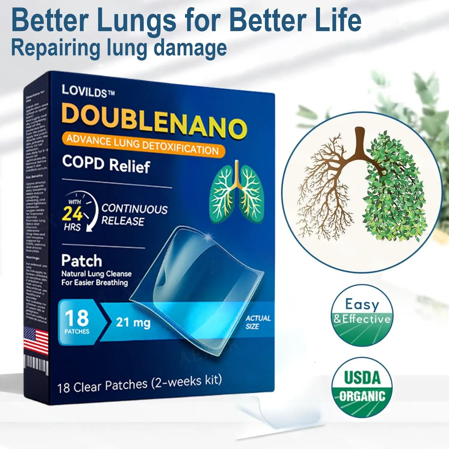 💝💝FDA Approved LOVILDS™ DoubleNano COPD Relief Patch (💝 Cough, wheezing, shortness of breath, sputum, stuffy nose, bronchitis, bronchitis, allergy symptoms, lung discomfort🫁)(副本)