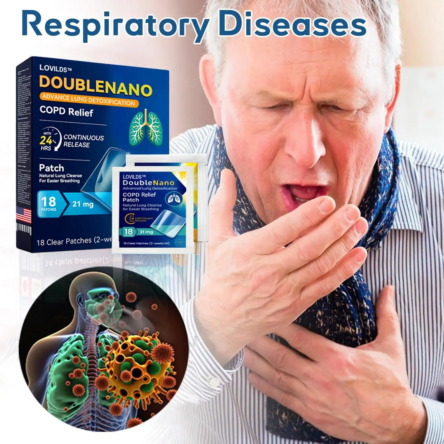 💝💝FDA Approved LOVILDS™ DoubleNano COPD Relief Patch (💝 Cough, wheezing, shortness of breath, sputum, stuffy nose, bronchitis, bronchitis, allergy symptoms, lung discomfort🫁)(副本)