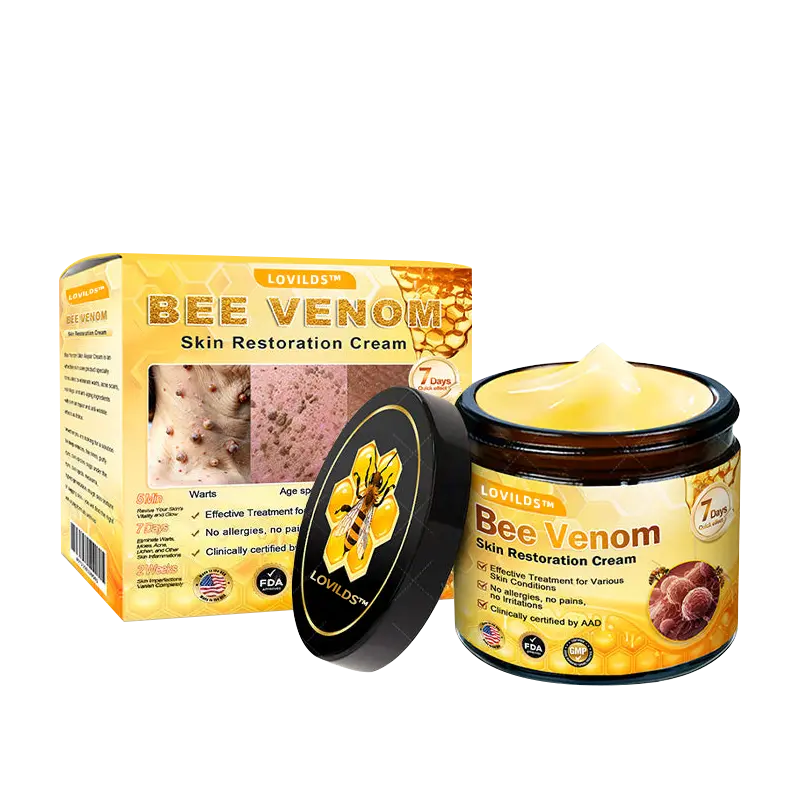 LOVILDS™ 𝘽𝙀𝙀 𝙑𝙀𝙉𝙊𝙈 𝑺𝒌𝒊𝒏 𝑹𝒆𝒔𝒕𝒐𝒓𝒂𝒕𝒊𝒐𝒏 𝑪𝒓𝒆𝒂𝒎 –🌸 Anti-aging,Hydrating, Skin Repair, Even Tone, Acne and Dark Spot Treatment, Wart and Mole Removal, Psoriasis Relief