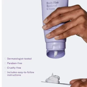 LOVILDS Body Hair Removal Cream - Gentle Formula for Sensitive Skin - Safe Up to 7 Days - Includes Spatula for Touch-Free Application