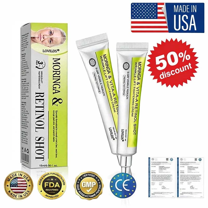 🧠👨⚕️Made and shipped from the USA 💫LOVILDS® moringa & Vita-A Retinol Shot Wrinkle-Lift Tightening cream - Last Day Promotion 50% OFF
