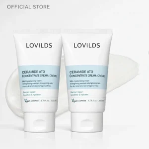 LOVILDS Ceramide Ato Concentrate Cream for Dry & Sensitive Skin | 100-Hour Hydration Face & Body Moisturizer | Helps Repair Moisture Barrier | Gentle for Babies & Adults | Vegan, 6.76 fl oz