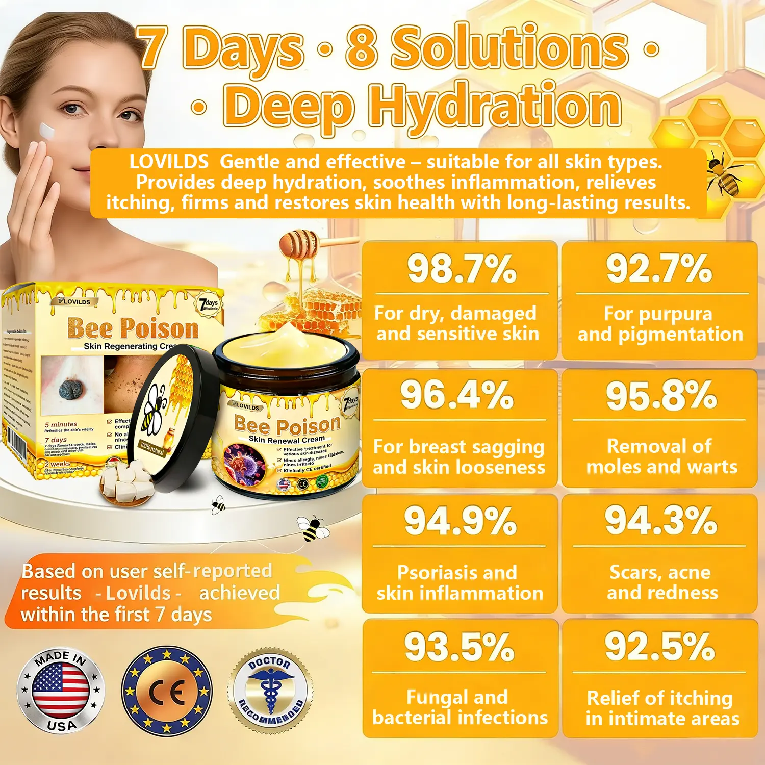 ✨Recommended by USA Skincare Research Center · Official LOVILDS® Store✨ ✨ Bee Poison Skin Renewal Cream✨