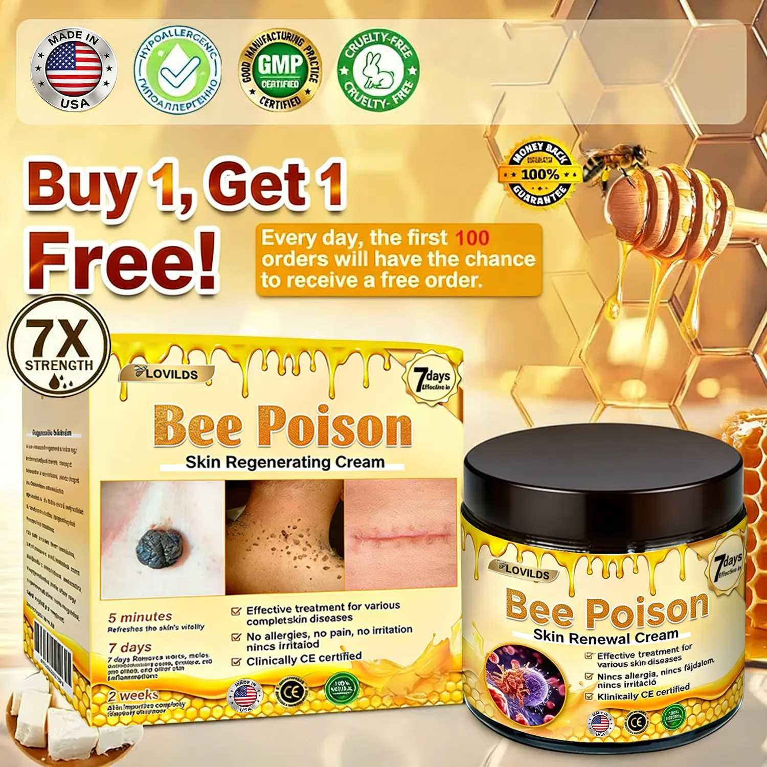 ✨Recommended by USA Skincare Research Center · Official LOVILDS® Store✨ ✨ Bee Poison Skin Renewal Cream✨