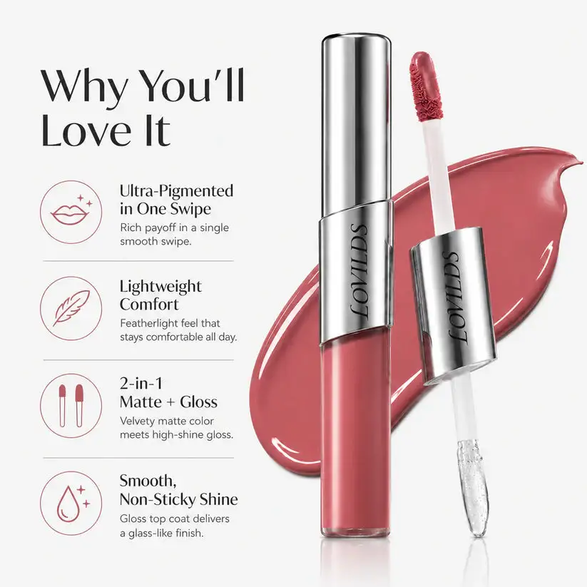 LOVILDS — Dual-Ended Liquid Lipstick with Velvet Matte Color and Gloss
– Esomny