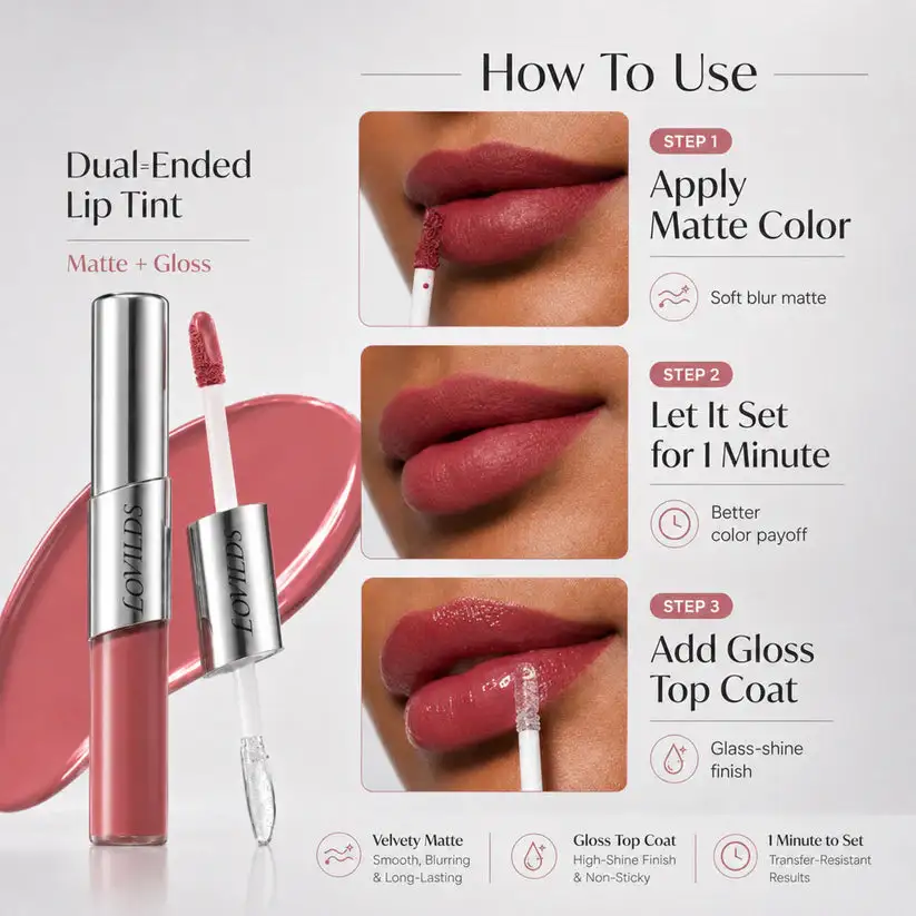 LOVILDS — Dual-Ended Liquid Lipstick with Velvet Matte Color and Gloss
– Esomny